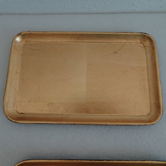 Vintage Small Trays Sushi Plates Gold Lacquer Set Of 4 Made in Japan - Picture 3 of 12